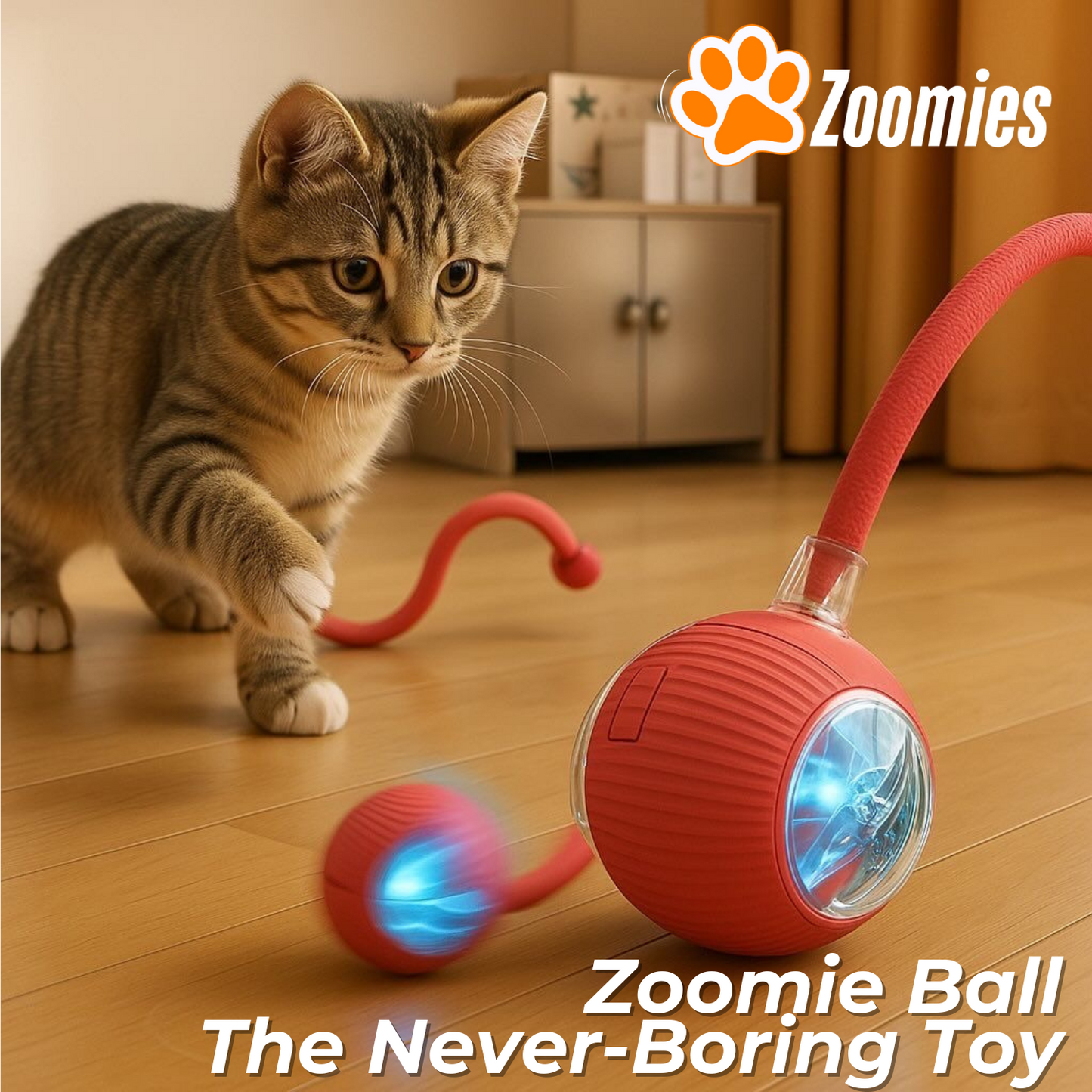 Interactive Tail Ball for Cats - Smart, Rechargeable Playtime Fun!