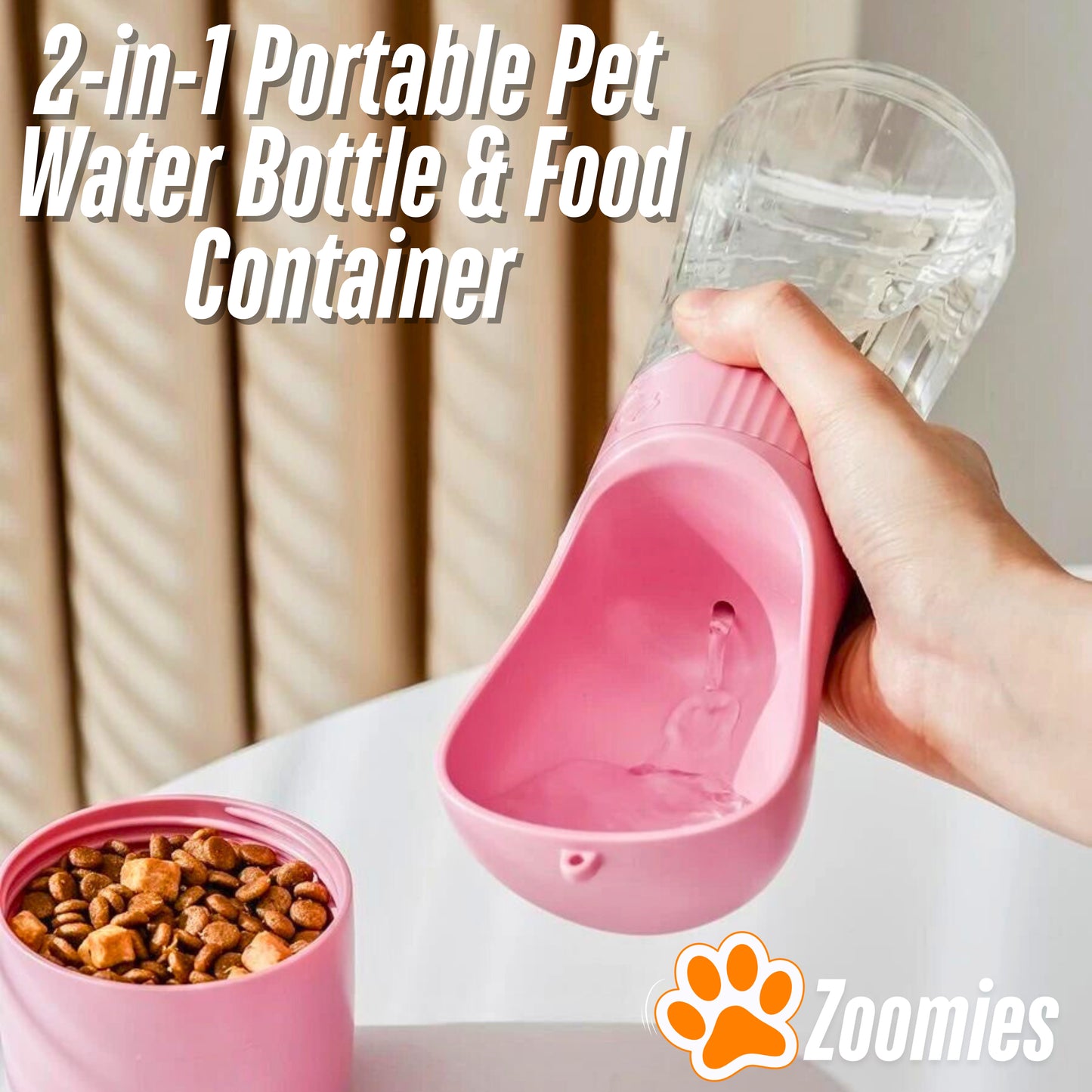 2-in-1 Portable Pet Water Bottle & Food Container