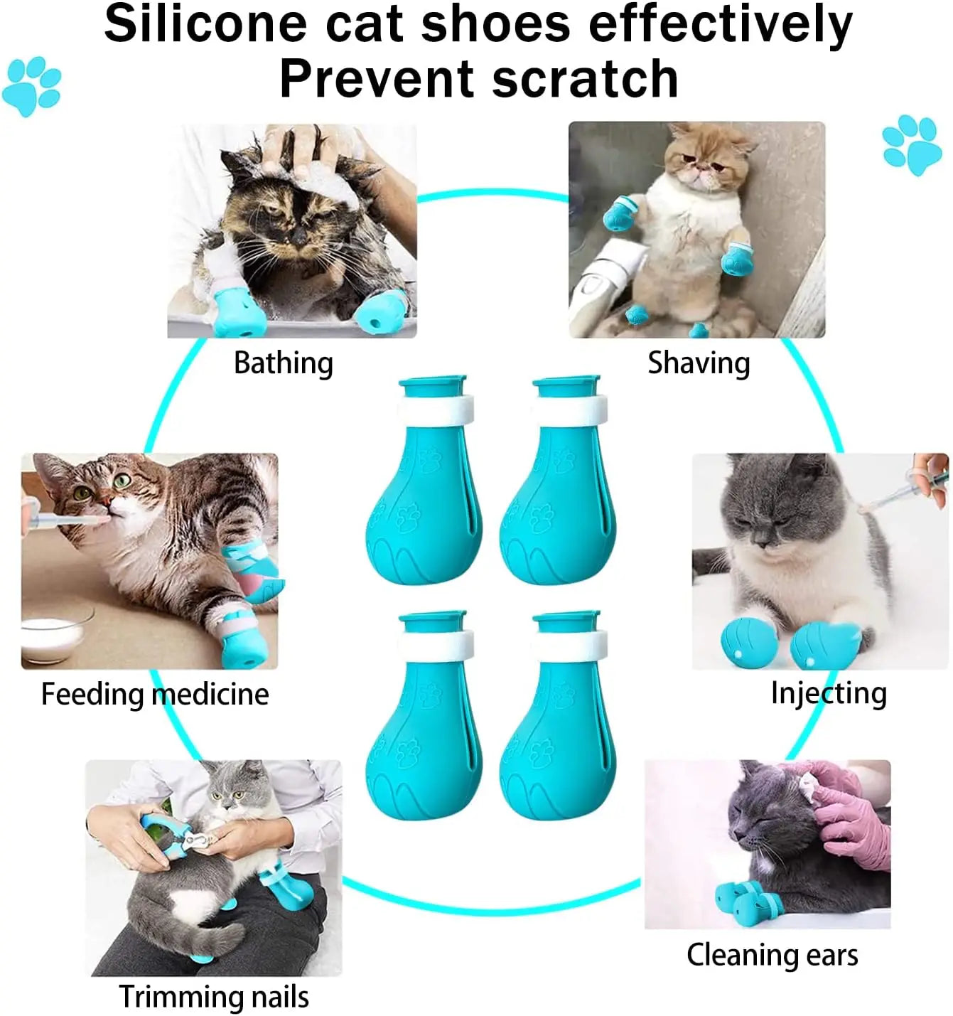 Waterproof Cat Bath Booties - Scratch Protection