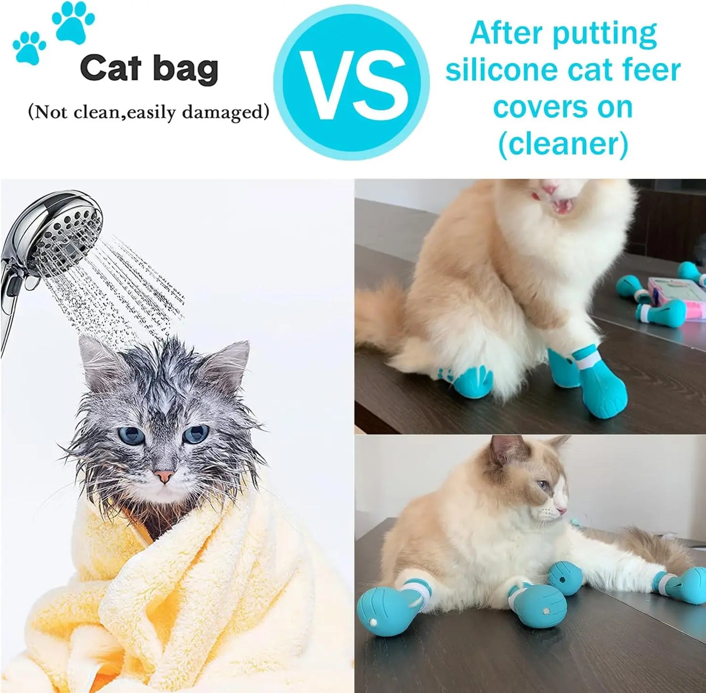 Waterproof Cat Bath Booties - Scratch Protection