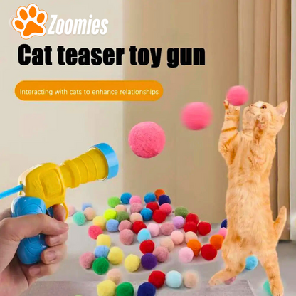 Magic Ball Launcher Blaster for Pets - Includes 21 Fuzzy Balls!
