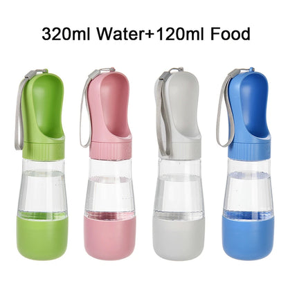 Tragbare 2-in-1-Wasserflasche und Futterbehälter für Haustiere